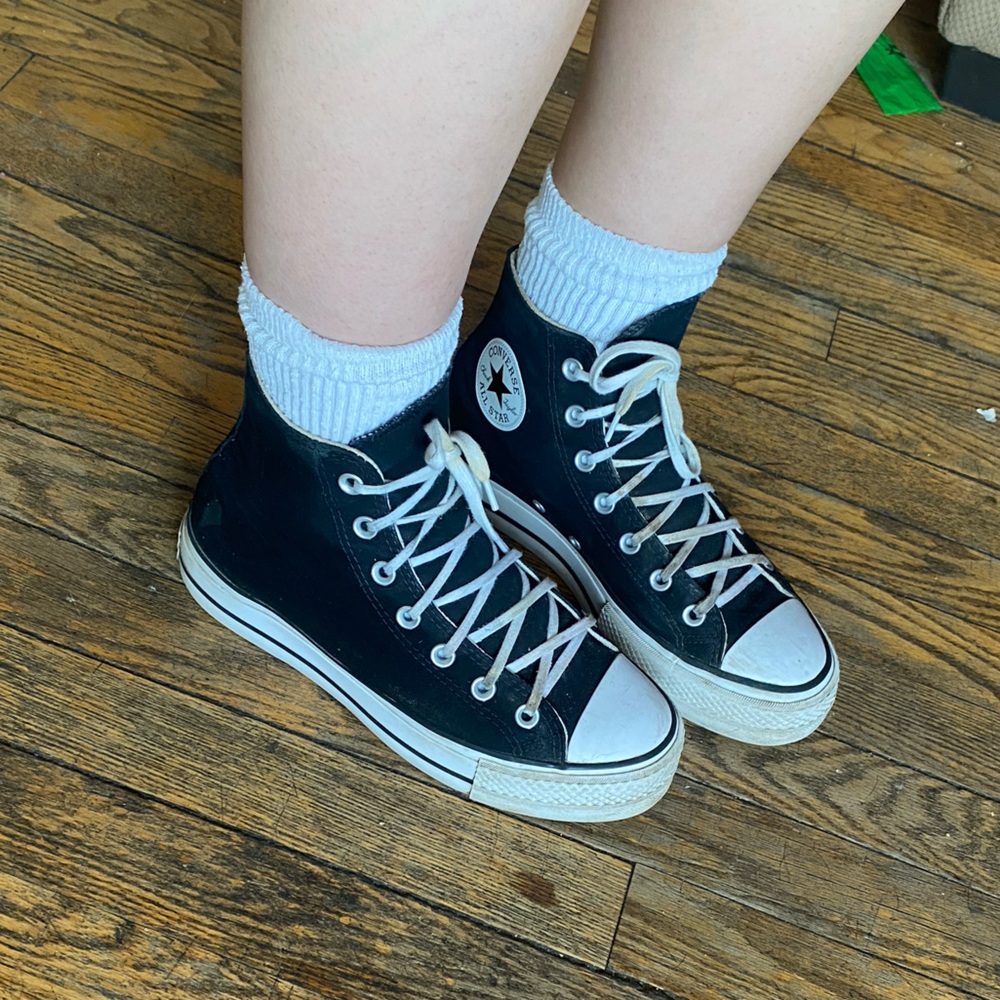 Black converse platform high tops